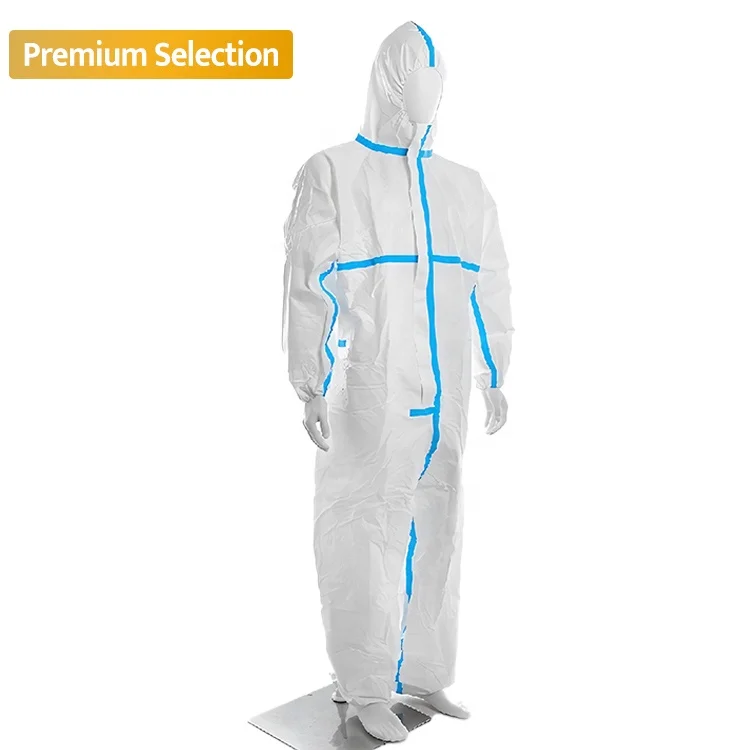 EN14126 type 3/4/5/6 AAMI level 3  pp pe 65gsm medical PPE suit   disposable coverall  protective suit  with hood