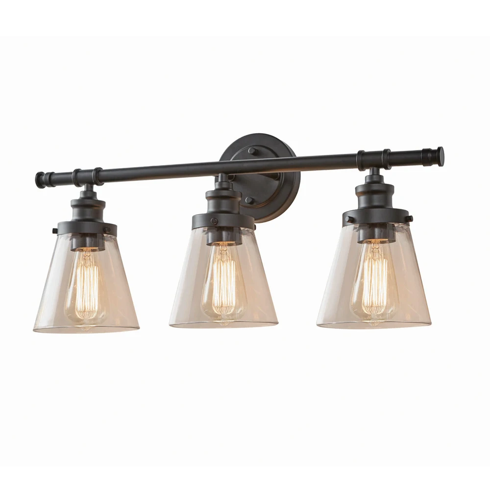 Modern Indoor Wall lamps Bathroom Vanity Light Fixture 3 Light Black Vanity Light with Clear Glass