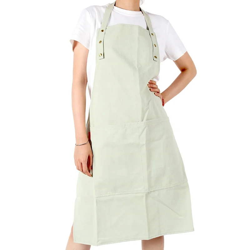 CHANGRONG Custom recycled Rpet cotton Green Mens Women Kitchen Cooking Aprons