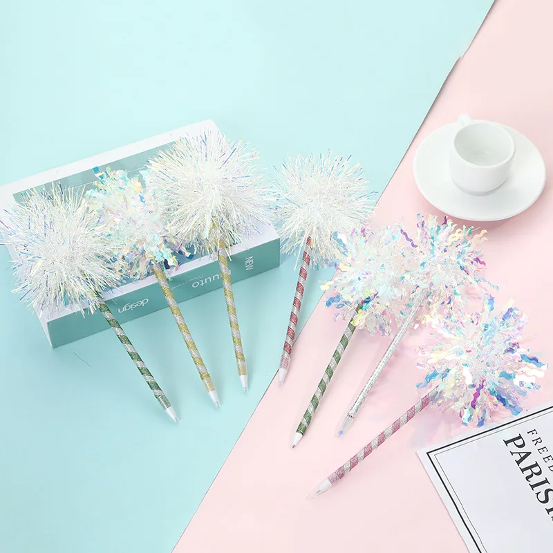 Party Pens for Wedding Thanksgiving Day Custom Logo Shiny Colored Silk Ornaments Gel Ball Pen for Girls