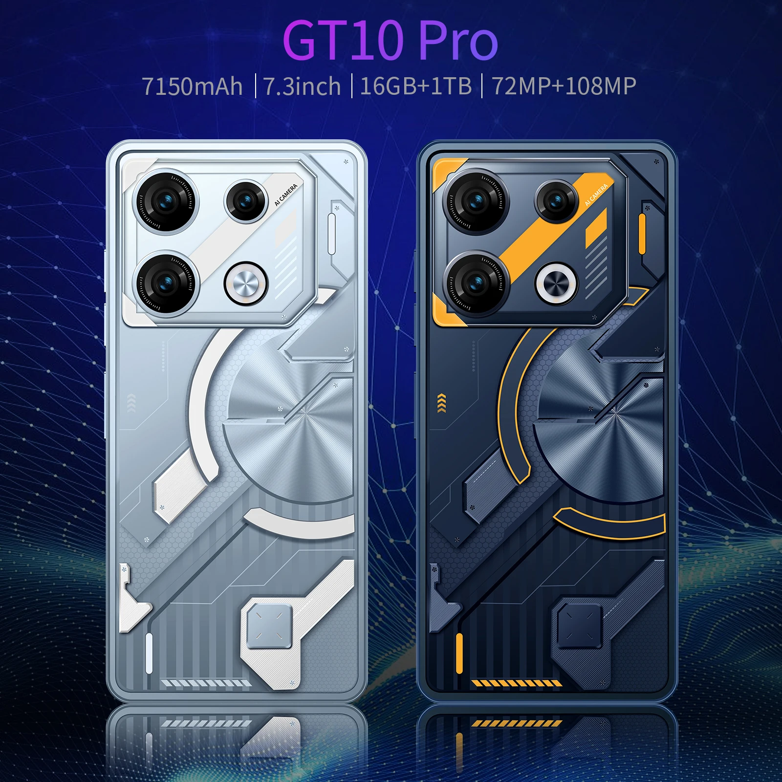 Hot Selling GT10pro Original 7.3 Inch 16GB+1TB Unlocked Cell Mobile Phones Dual Sim Android13 5G Smart Phone