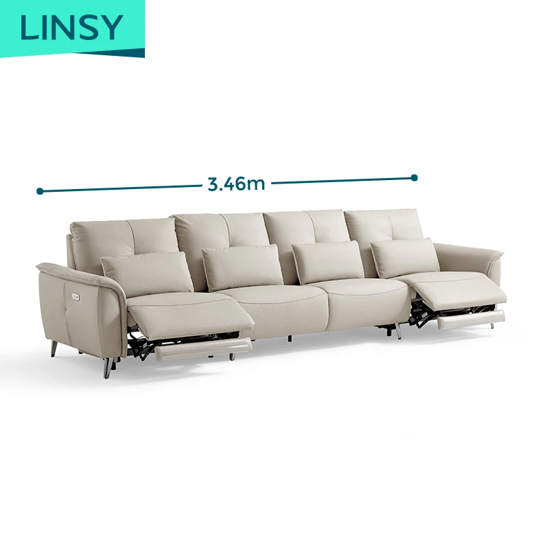 Linsy Luxury Recliner Leather Electric Modern corner lounge living room furniture sofa set Home 3 Seater Sofa