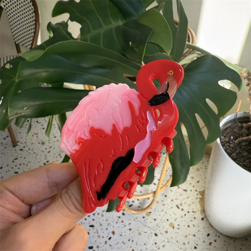 2024 New Design Cute Bird Parrot Flamingo Owl Eagle Cellulose Acetate Girl Hair Claw Women Hair Clip