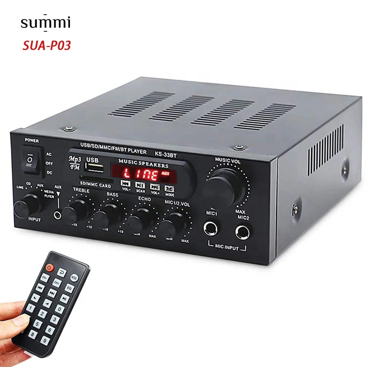 SUA-P03 Professional Stereo HiFi 2 Channel Amplifier Blue Tooth Karaoke FM Amplifier For Premium Sound