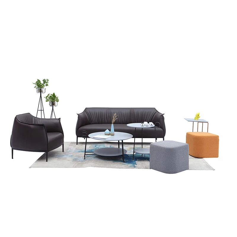 1+1+3 Nordic living room bedroom leisure sofa set leather sofa with headrest