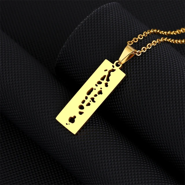 Stainless Steel Maldives Map Pendant Necklaces Gold/Silver Color Maldivian Jewelry With Coconut Tree and Flag Symbol Jewelry
