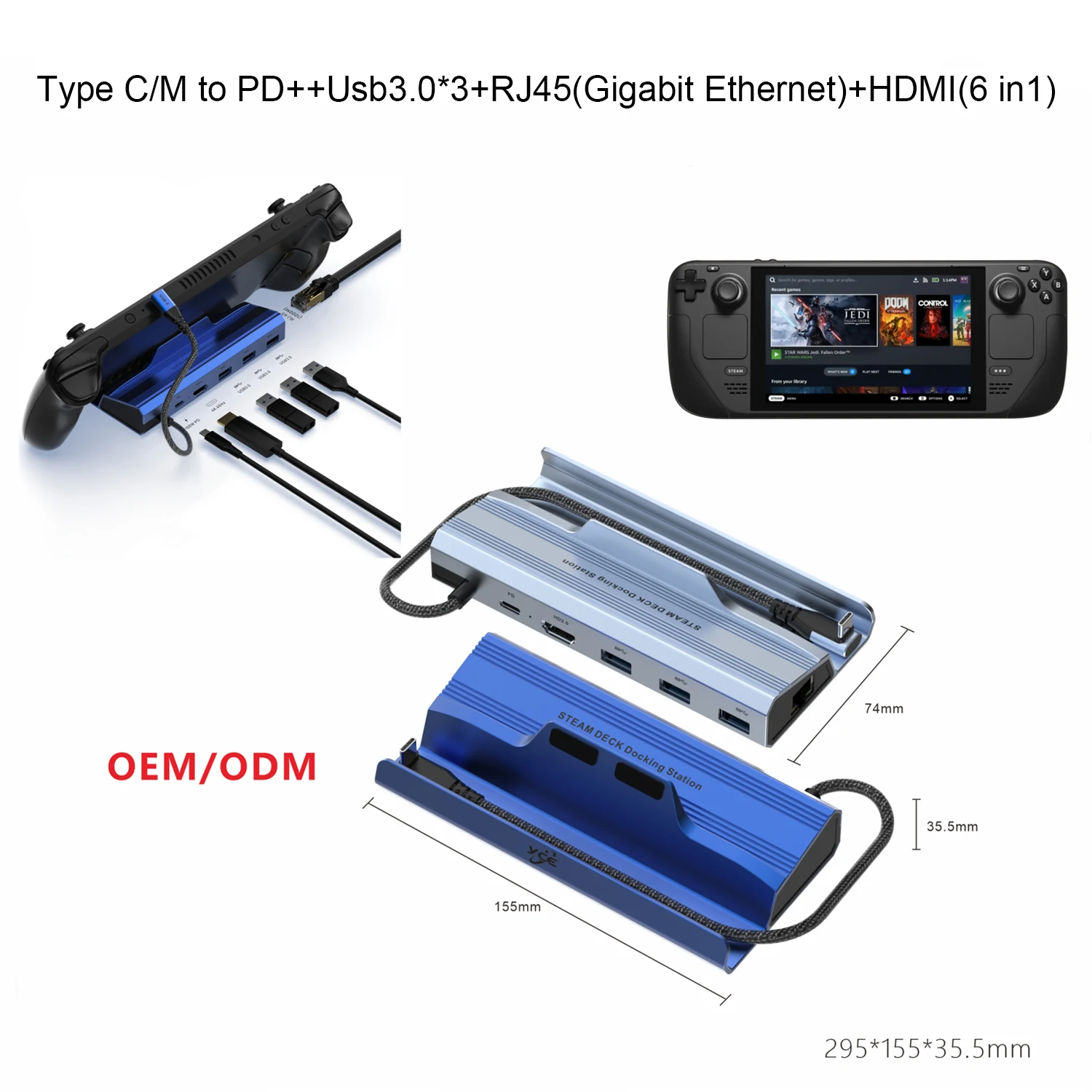 Паровая док-станция Usb3.0 6 в 1 PD 100 м зарядка 1000 Hdmi Vga для