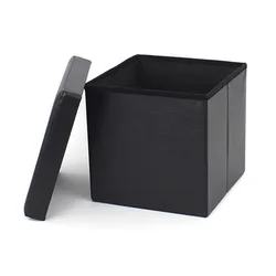 Modern space save foldable pouf Ottoman stool square leather Ottoman bench