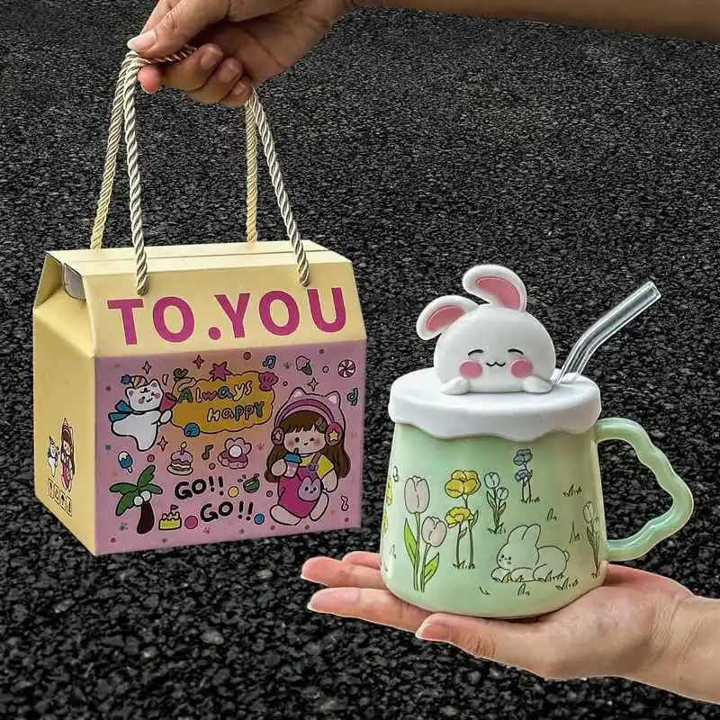 Cup Ceramic Gift Box Souvenir Mug with Cover Creative Birthday Gift for Best Friend Practical Girls
