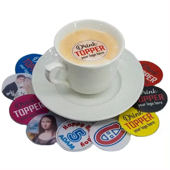 Custom Logo Edible Drink Candy Sheet Milk Tea Beer Wedding Film Topper for Ink Foods Printer Cake Tools