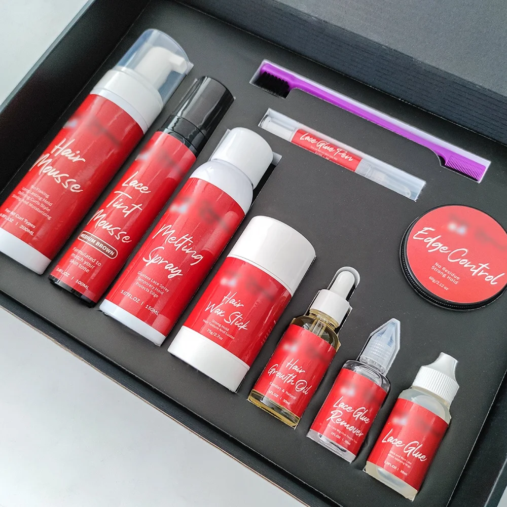 Private Label wholesale Hair Mousse Lace Tint Mousse Hair Growth oil Glue Remover Lace Wig Glue Spray Front Wigs Install Kit
