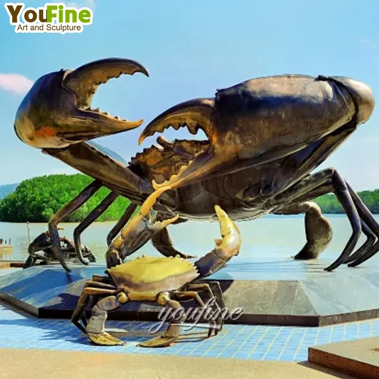 Antique Metal Animal Statue Large Size Bronze Crab Sculpture for Sale