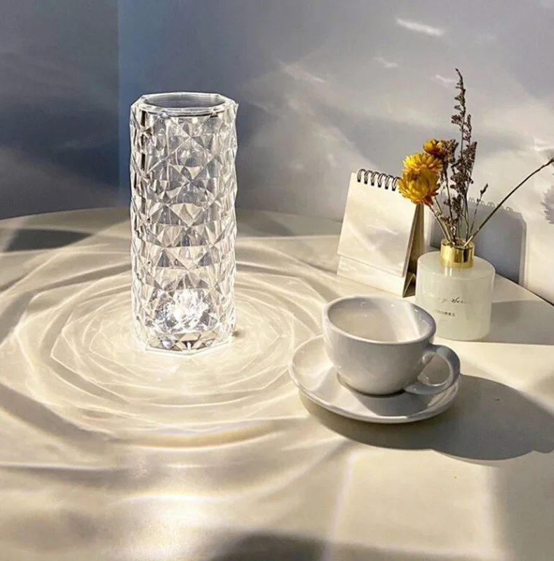 USB Cable Table Lamp Nightstand Crystal Touch Remote Control Modern LED 30 White 80 ABS Dry Cell Touch Light 5W Luce Led Cuore