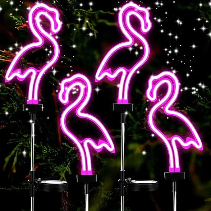 Outdoor Waterproof Solar Garden Neon Lights Pathway Lawn Patio Yard Walkway Lighting Decorations Solar flamingo Led Stake Light
