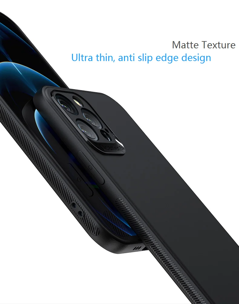 New Arrival Ultra-thin Case Anti Fingerprint 3D Camera Lens Protection Matte TPU Phone Case For iPhone 13 Pro Black Cover
