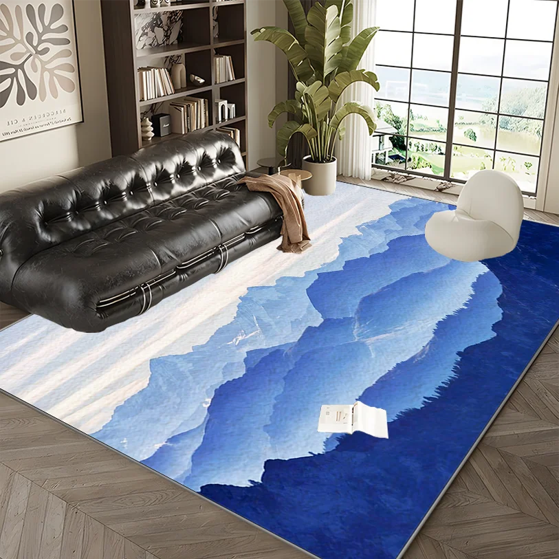 Minimalist style living room carpet light luxury high-end dark color bedroom floor mat waterproof wipe free and wash free