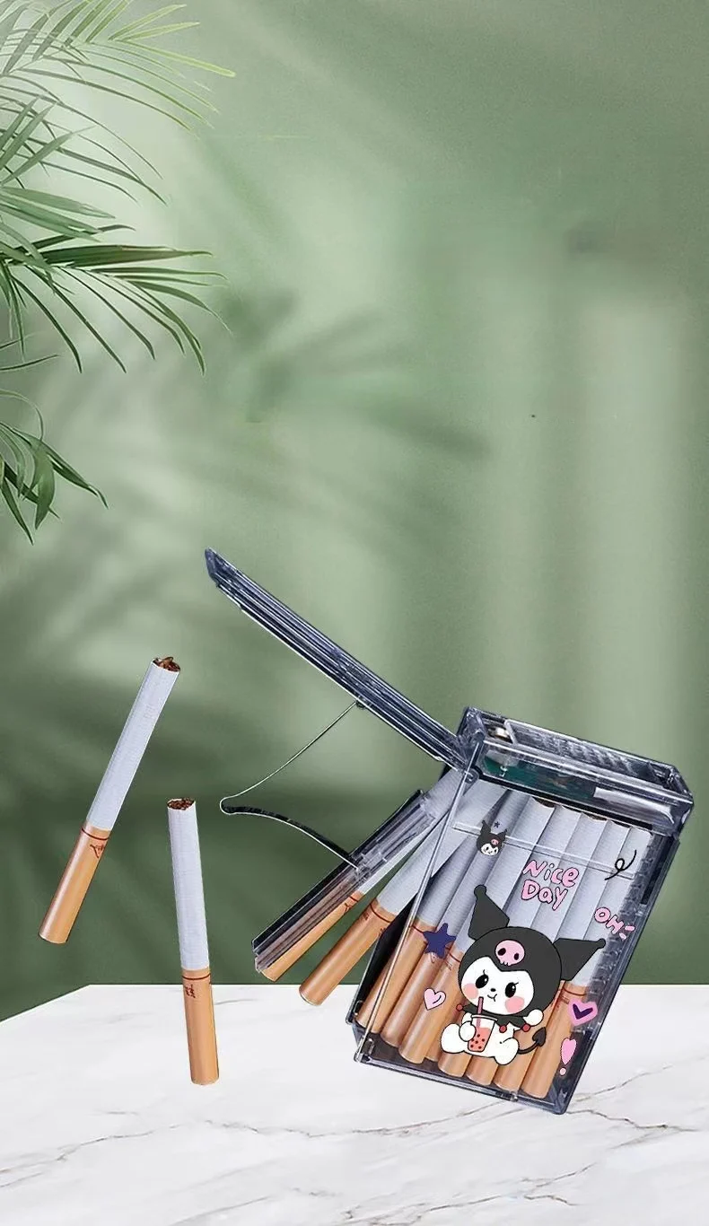 JiaXin transparent cigarette Protective Box Sanrio rechargeable lighter Plastic Acrylic Cigarette Case with usb lighter