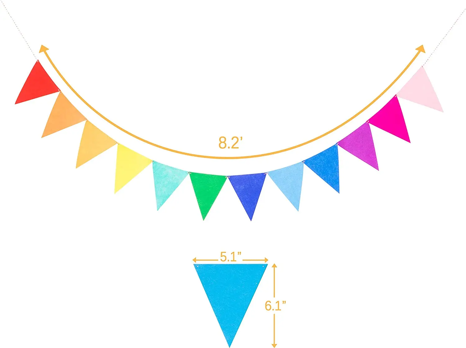  Assembled Rainbow Banners Felt Colorful