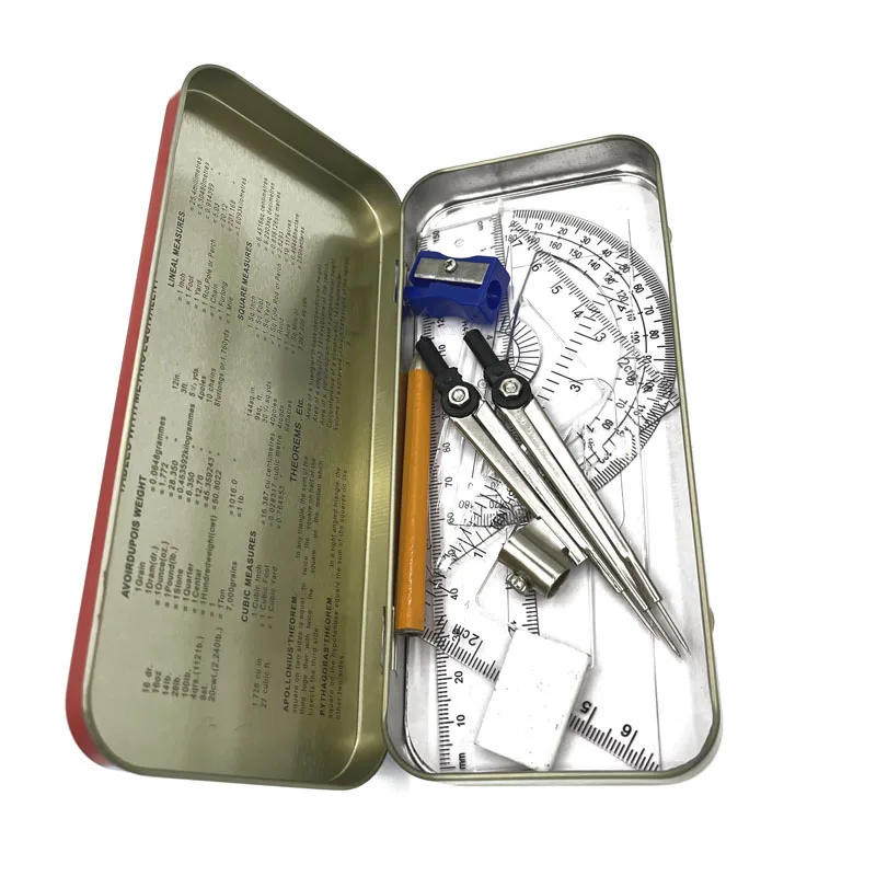 9 шт. металлическая Геометрическая коробка A5001 для студентов по математике арабские