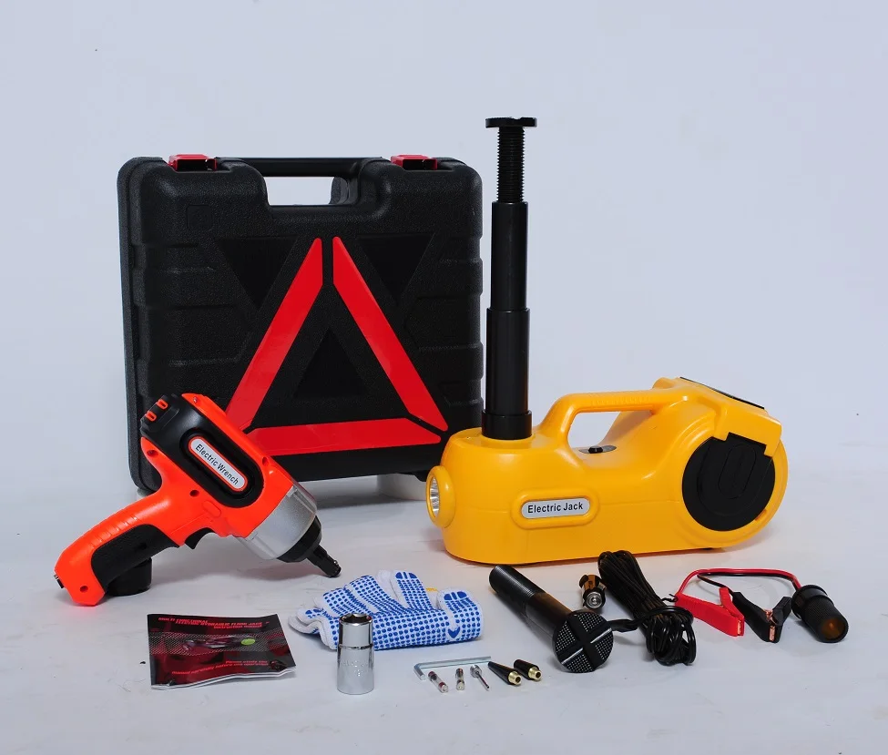 Hot sale 12 volt 5 ton electric portable car repair jack bracket with electric impact wrench