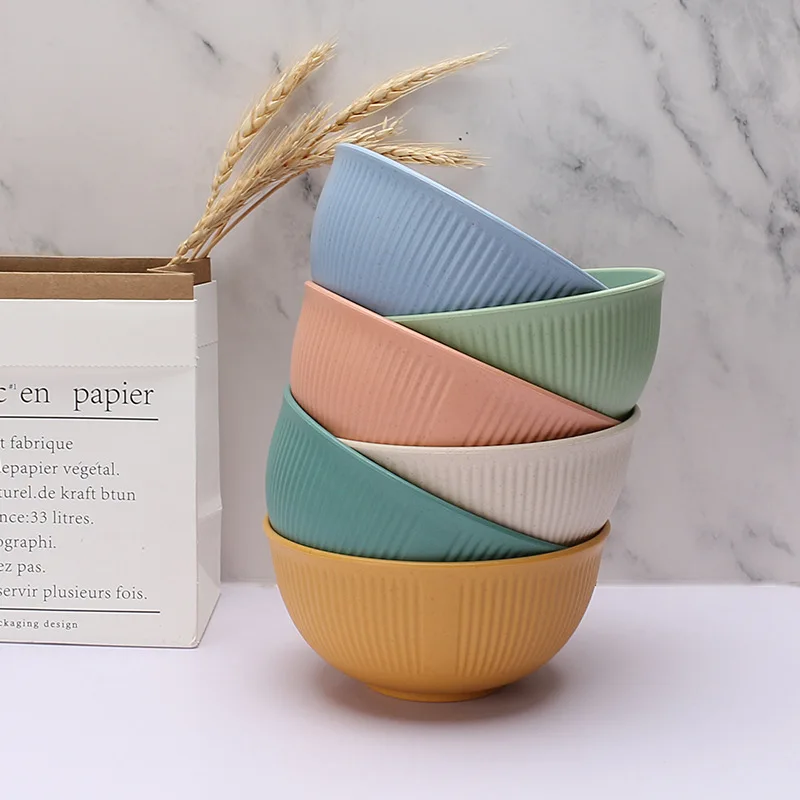 Wheat straw bowl household rice Japanese Ramen salad use instant noodles soup bowl plate gift box