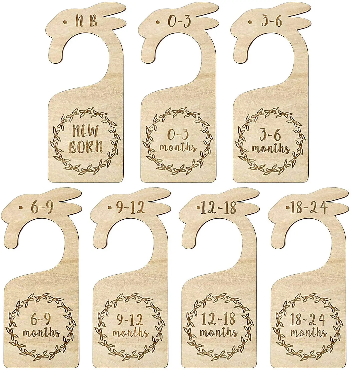 Factory direct sales wooden baby closet partitions clothes size dividers wardrobe storage hangers hanging tags