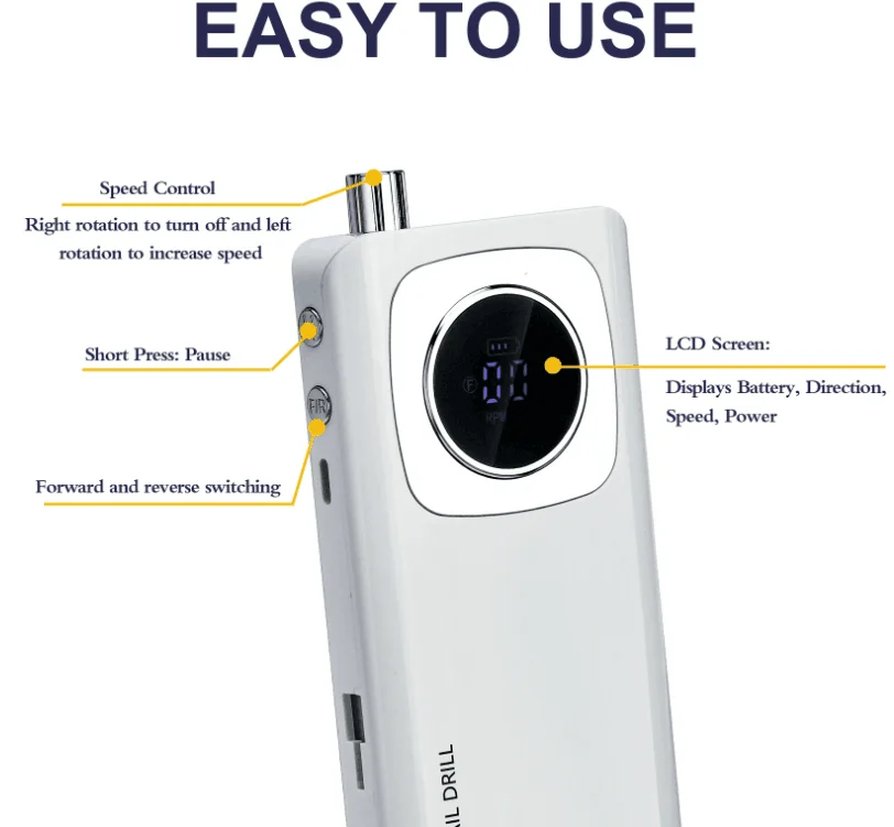 New Professional V4Rechargeable Electric Nail Drill 45000 RPM Power Storage Portable Electric Nail Polisher