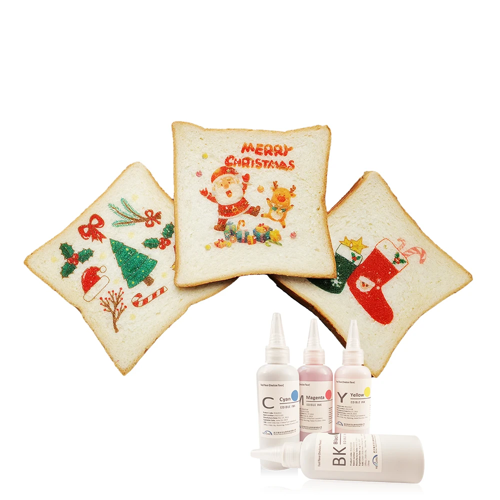 100g/bottle and 4 in 1 set consumable EDIBLE INKJET INK for refilling and directly printing with printer