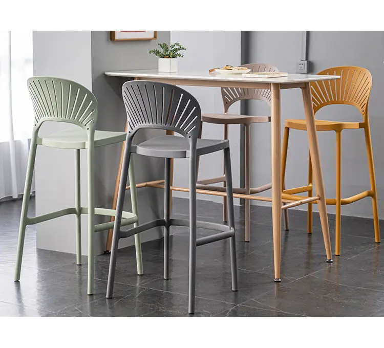 industrial restaurant furniture durable plastic frame dining chair High plastic kitchen bar stool height bar chair
