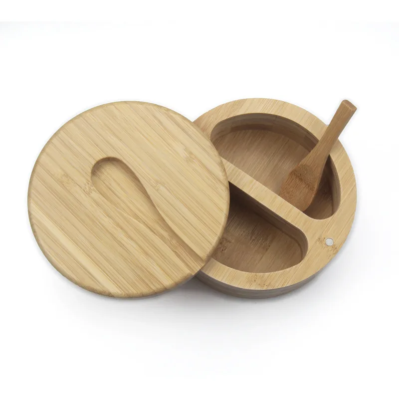 Household Kitchen Seasoning Bottle Bamboo Magnetic Rotating Spice Jars