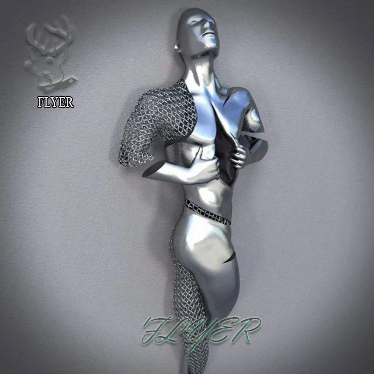 Modern Art Metal Craft Home Decor Artwork Love 3D Wall Sculpture Stainless Steel Human Nude Sculpture