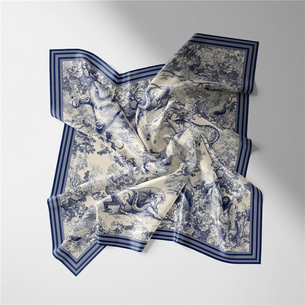 Custom Digital Printed Head Silk Hair Scarf Bandana Designer Styles Wholesale Square Satin Twill 100% Silk Scarf