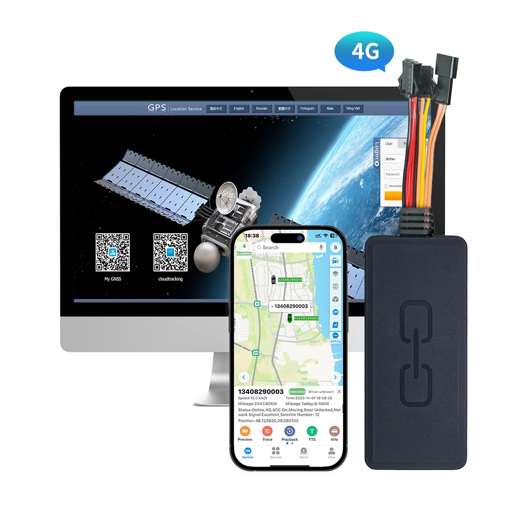 High quality good price gps tracker for vehicles 8 pin tracking device Global frequency band  long battery car tracker 4G