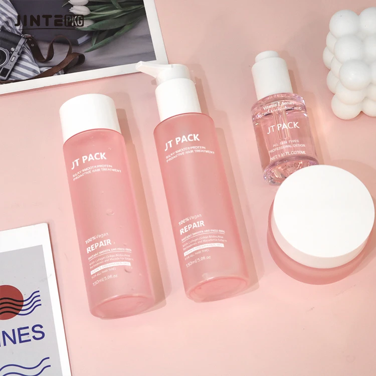 Wholesale Empty Pink Skincare Cosmetic Packaging Containers Cream Jars Lotion Pump Bottles Spray Cosmetic Bottles Packaging