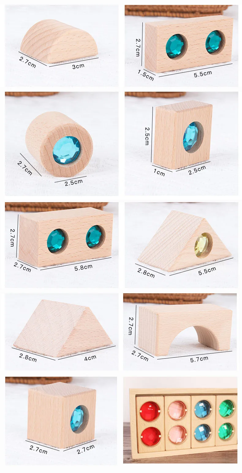 Montessori Educational Toys Wooden Building Block Sets Sparkling Diamond Mandala Early Educational Wooden Toy