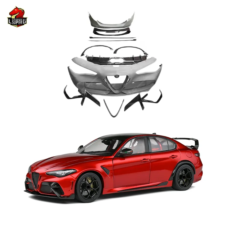 G style Half Carbon Fiber body kit For Alfa Romeo Giulia Front bumper Rear bumper Rear Diffuser Spoiler