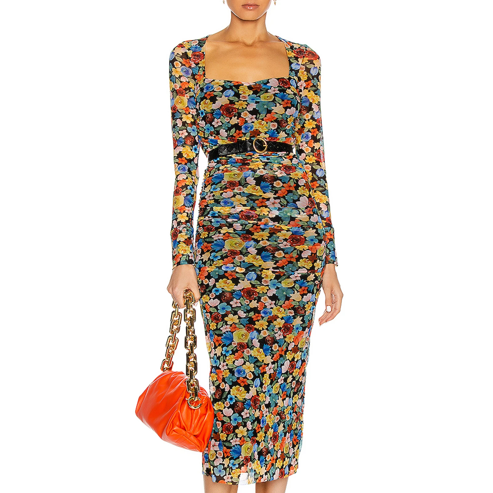 Top Sale Best Price Fast Shipping Print Sheer Mesh Bodycon Dress Manufacturer China