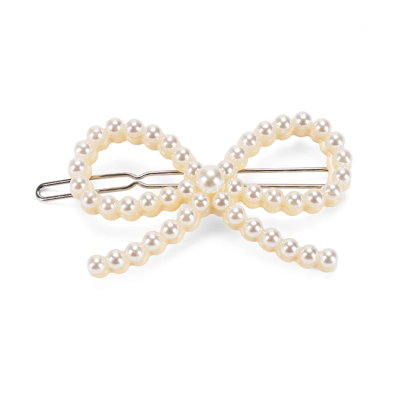 Elegant Pearl Bow Hair Clip Korea Pearls Adorned Bowknot Women Hair Accessories Acetate Pearl Hair Pins