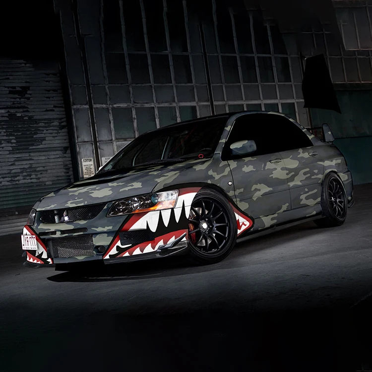 shark camouflage wrap camo red yellow black and white graphics car wrap digital camo car vinyl wrap