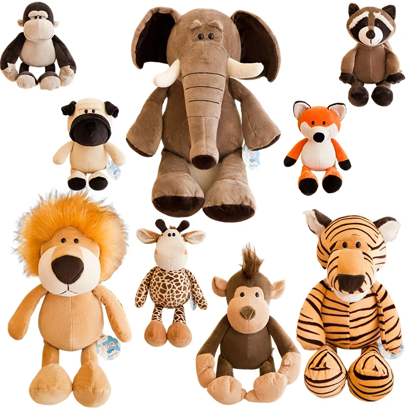 Custom Stuffed Plush Toy Fancy Design Glitter Eyes Wild Animals Baby Elephant Tiger Raccoon Plush Toys