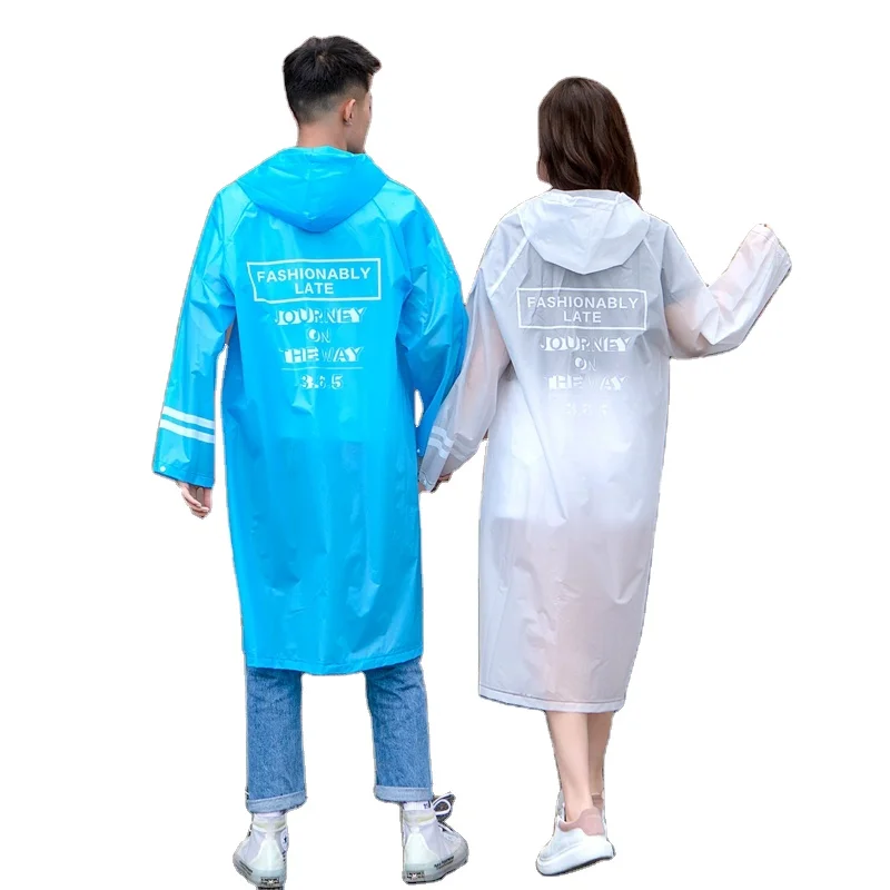 Custom Logo Adult Waterproof Hooded EVA Plastic Raincoat