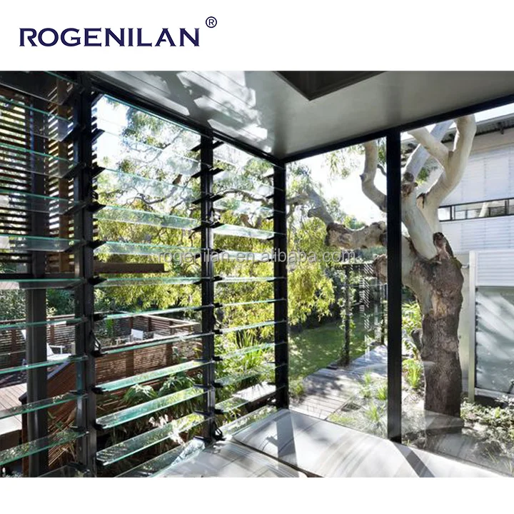 Ventilated aluminium-framed glass shutters Double-glazed insulated blinds with built-in integrated shutters