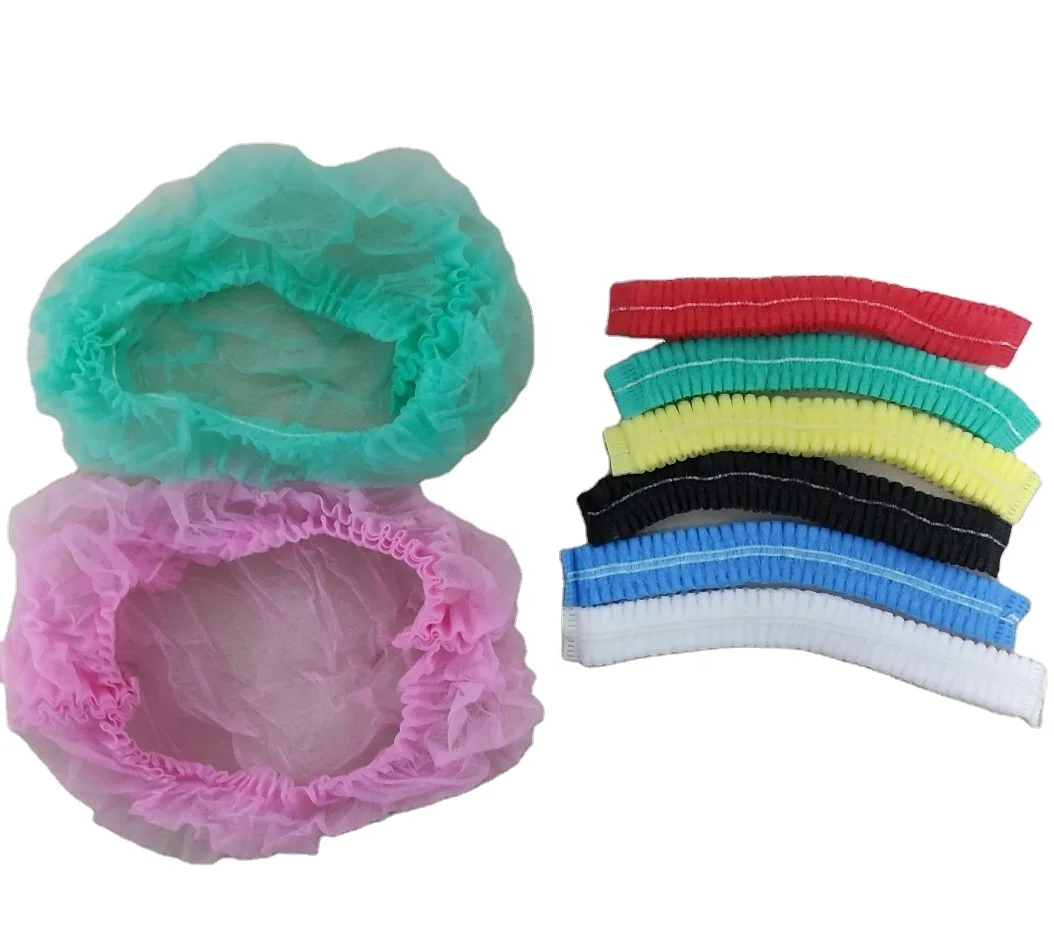 Surgeon Round Reusable Polyester Cap Nylon Hairnet Nurse Dental Non-Woven Nonwoven Single Elastic White Blue Boufont Hair Net