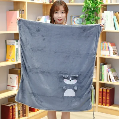 TB001A Beds Sofa Bedsheet Warm cute children Cartoon Blankets Soft Coral fleece fabric 80cm*100cm grey office Throw Blanket