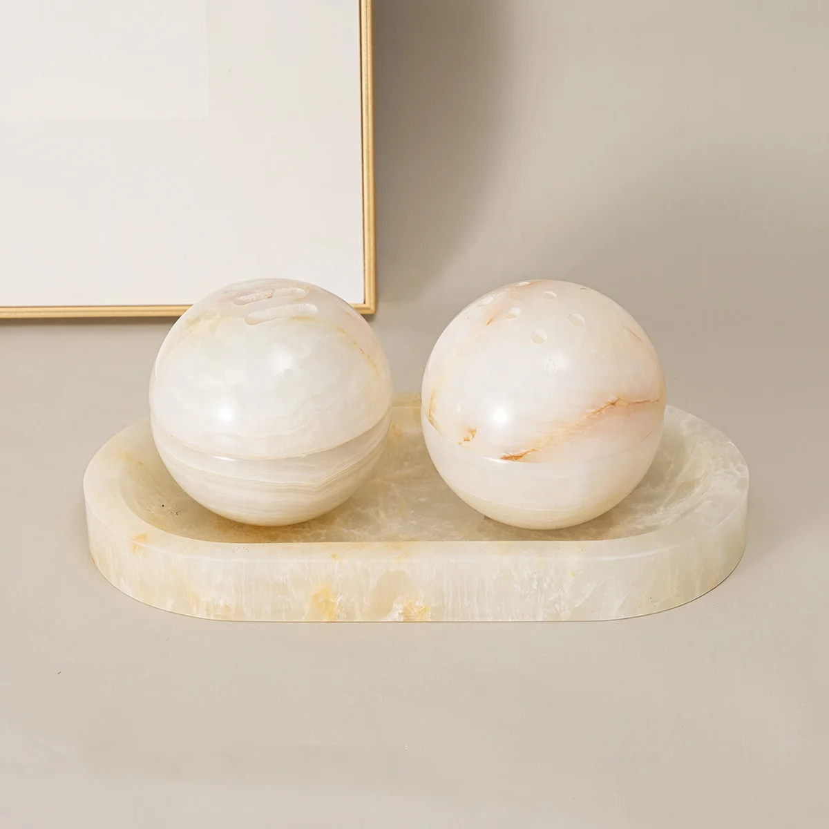 2023 Trends Home Decor Beige Travertine Incense Holder Marble Incense Burner Home Hotel Decoration Religious Round Ornament