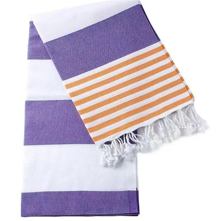 Custom 100% cotton Turkish beach towel Turkish Mohammed bath towel with tassels
