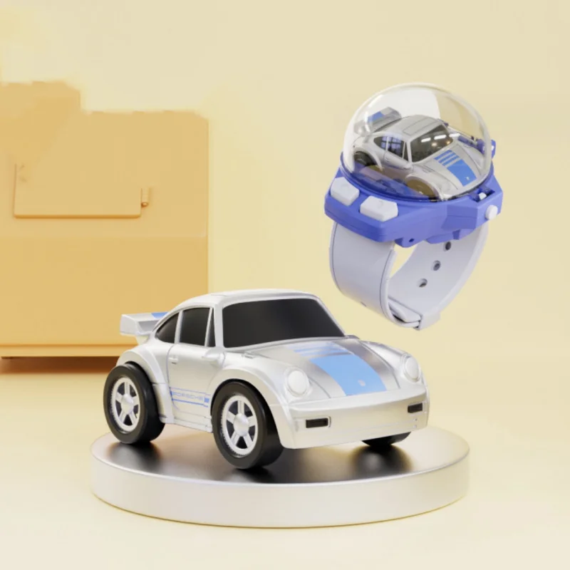 Mini Remote Control Watch Alloy Car Toys 2.4 GHz 50m Long Distance Small Racing Car with USB Charging Cartoon RC Car Gift