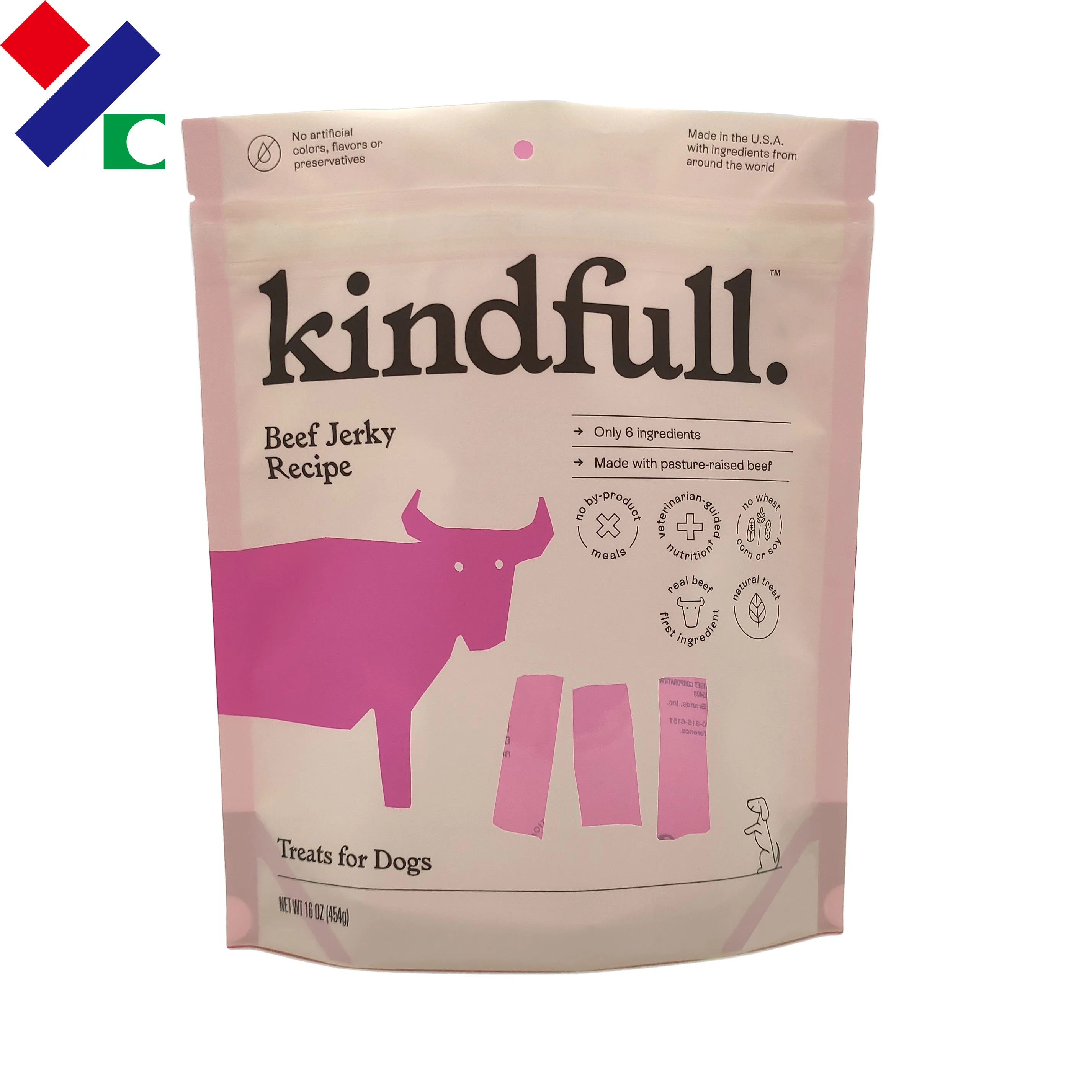 Custom Printed Zipper Plastic Stand Up Pouch Dried Meat Food Recyclable Packaging Bag Beef Jerky Bag