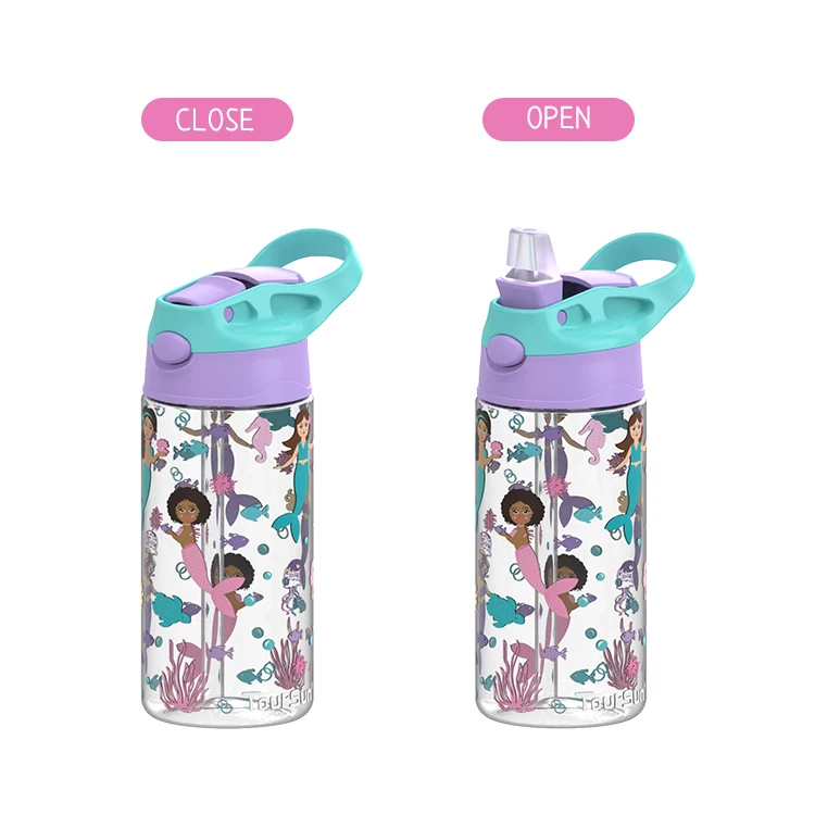 New Design Plastic Bottle Cute Bpa Free Kids children water bottle with straw