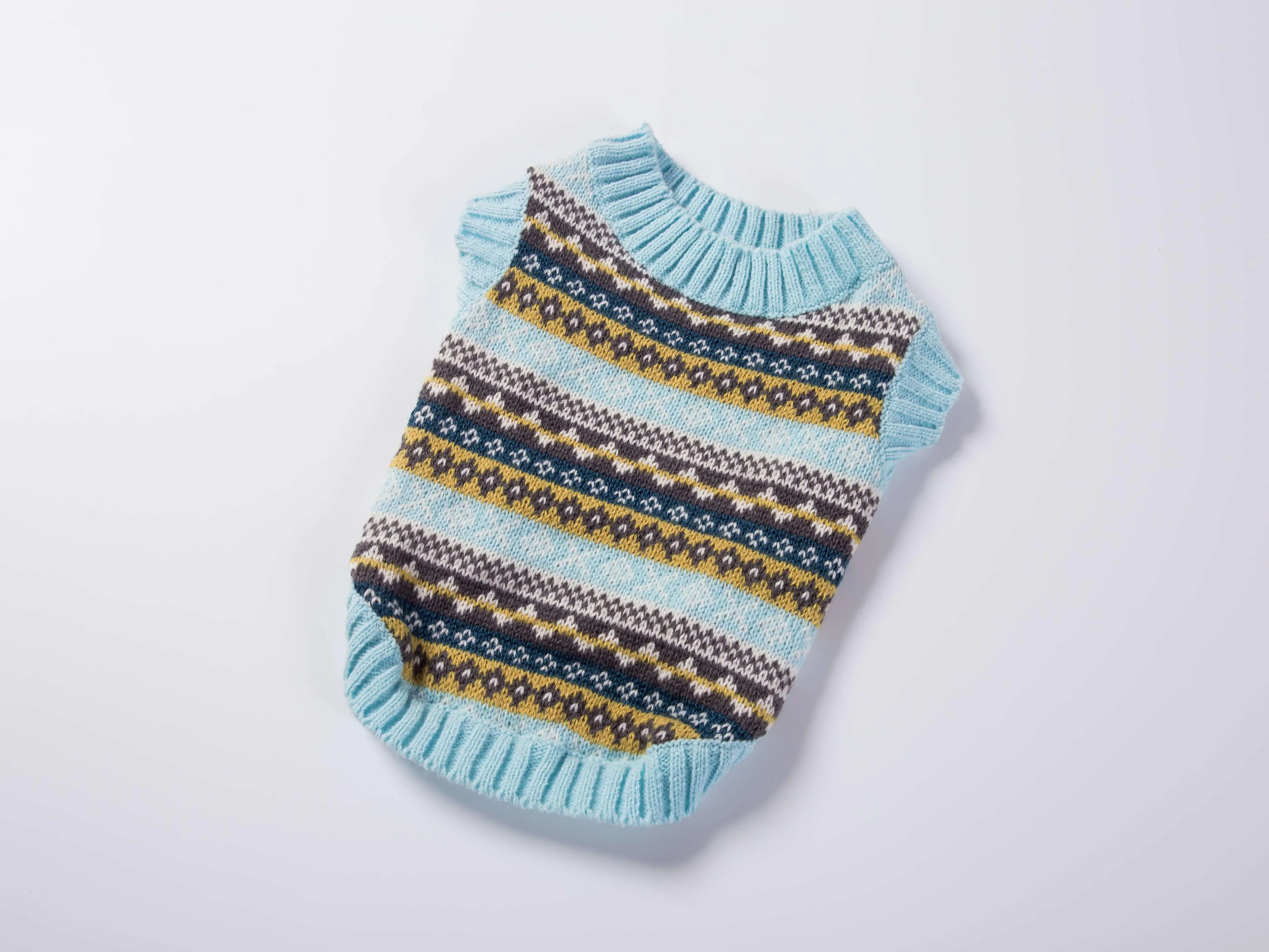 Blue striped multi-pattern design soft and comfortable no-strangle pet sweater